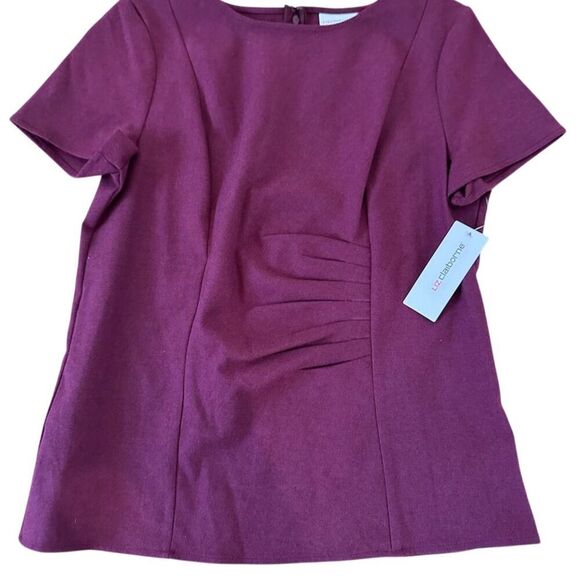 Liz Claiborne Women's Pleated Front Blouse Size S Short Sleeve - Picture 1 of 5